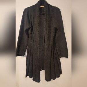 Black Open-Front Knit Cardigan